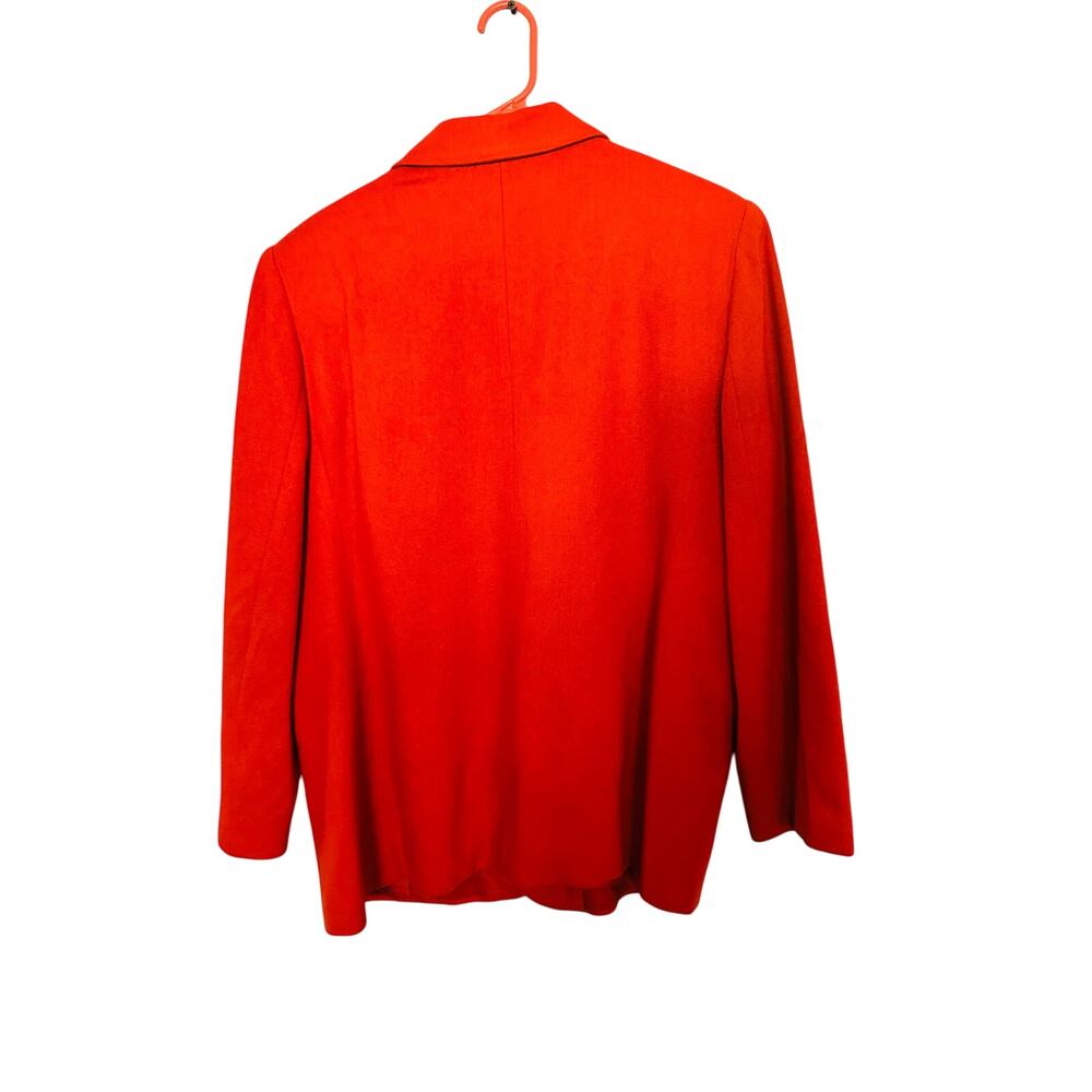 Vintage REQUIREMENTS Orange Red Front Button 100% Pure New Wool Blazer Jacket 16 - Picture 2 of 10